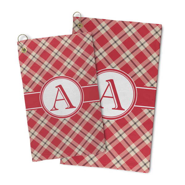 Red & Tan Plaid Microfiber Golf Towel - PARENT/MAIN