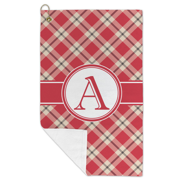 Red & Tan Plaid Microfiber Golf Towels - FOLD
