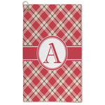 Red & Tan Plaid Microfiber Golf Towel (Personalized)