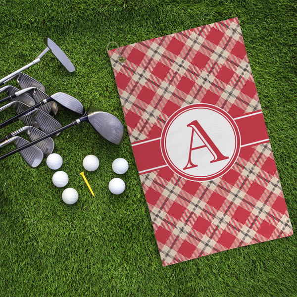 Red & Tan Plaid Microfiber Golf Towels - LIFESTYLE