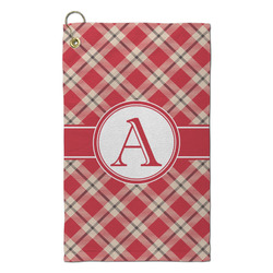 Red & Tan Plaid Microfiber Golf Towel - Small (Personalized)