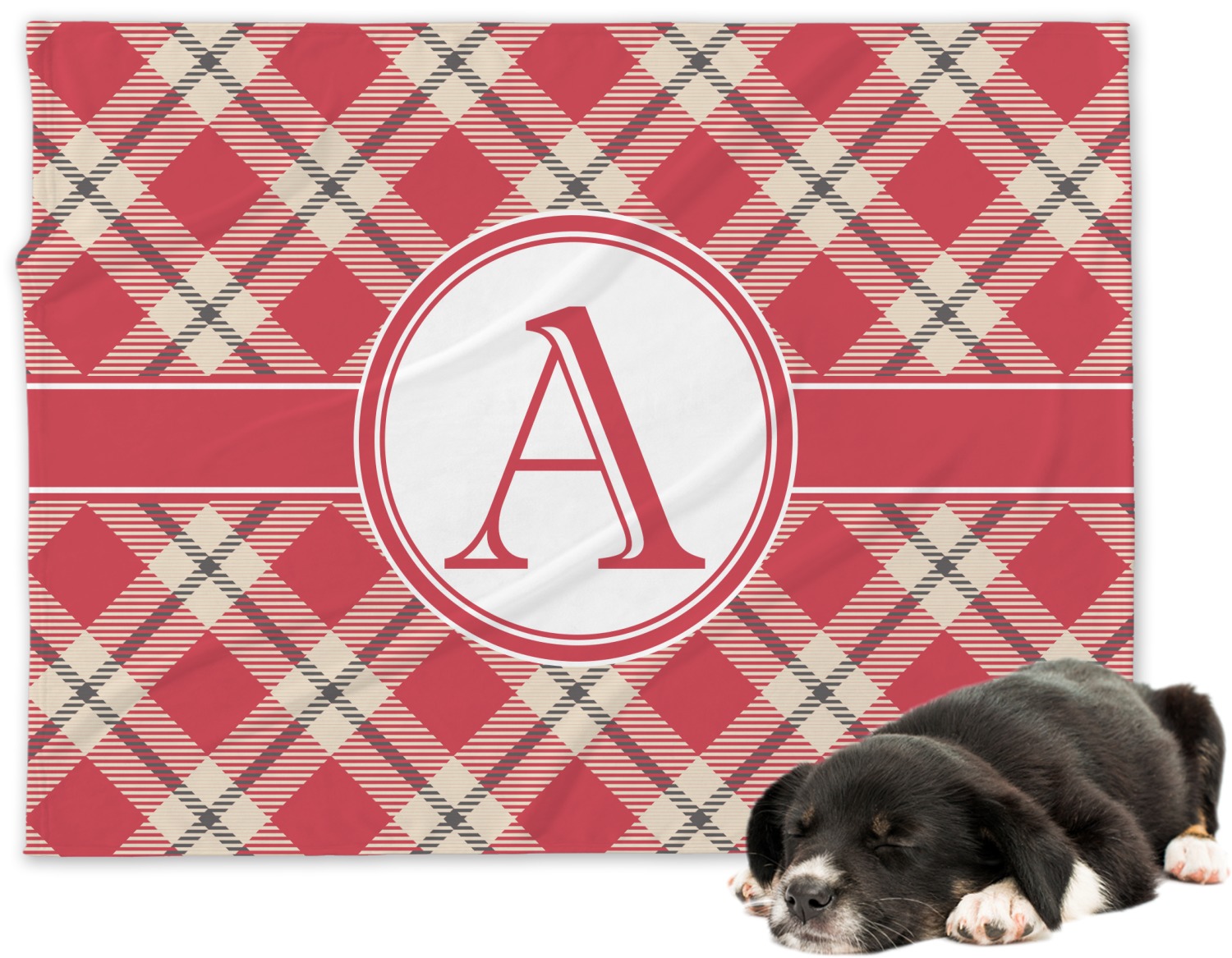 Custom Red & Tan Plaid Dog Blanket (Personalized) YouCustomizeIt