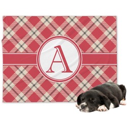 Red & Tan Plaid Dog Blanket (Personalized)