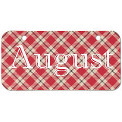 Red & Tan Plaid Mini/Bicycle License Plate (2 Holes) (Personalized)