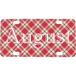 Red & Tan Plaid Mini/Bicycle License Plate (Personalized)