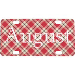 Red & Tan Plaid Mini/Bicycle License Plate (Personalized)