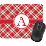 Red & Tan Plaid Rectangular Mouse Pad (Personalized)