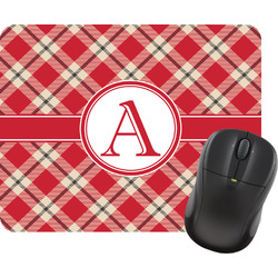 Red & Tan Plaid Rectangular Mouse Pad (Personalized)