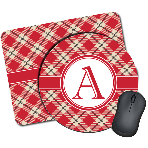 Custom Red & Tan Plaid Mouse Pad (Personalized)