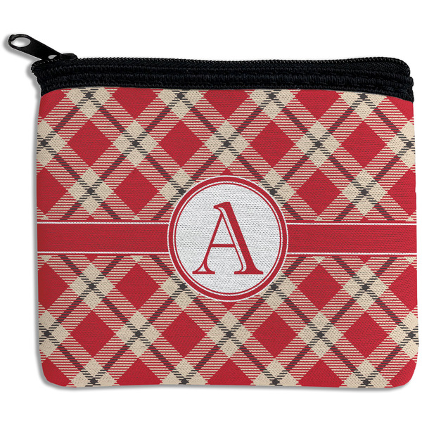 Custom Red & Tan Plaid Rectangular Coin Purse (Personalized)