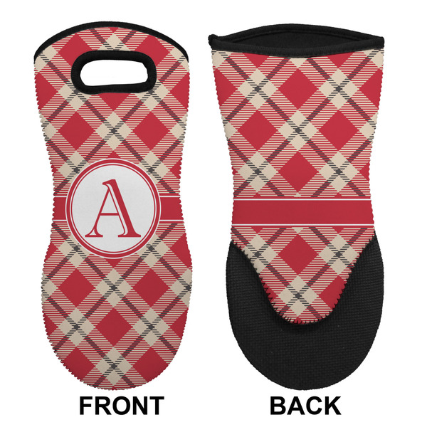 Red & Tan Plaid Neoprene Oven Mitt (Front & Back)