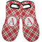 Red & Tan Plaid Neoprene Oven Mitts - Set of 2 w/ Initial