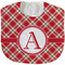 Red & Tan Plaid New Baby Bib - Closed and Folded