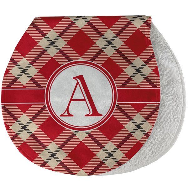 Red & Tan Plaid New Baby Burp Folded