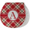 Red & Tan Plaid Burp Pad - Velour w/ Initial