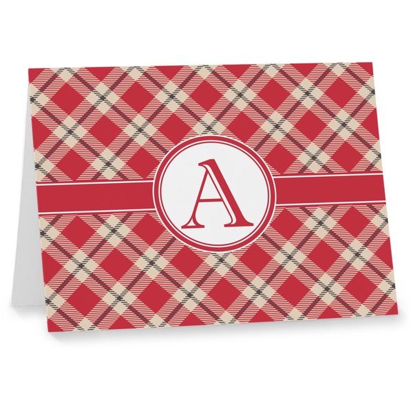 Custom Red & Tan Plaid Note cards (Personalized)
