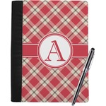 Red & Tan Plaid Notebook Padfolio - Large w/ Initial