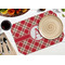 Red & Tan Plaid Octagon Placemat - Single front (LIFESTYLE) Flatlay