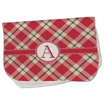 Red & Tan Plaid Burp Cloth - Fleece w/ Initial