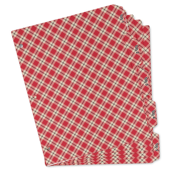 Custom Red & Tan Plaid Binder Tab Divider Set (Personalized)