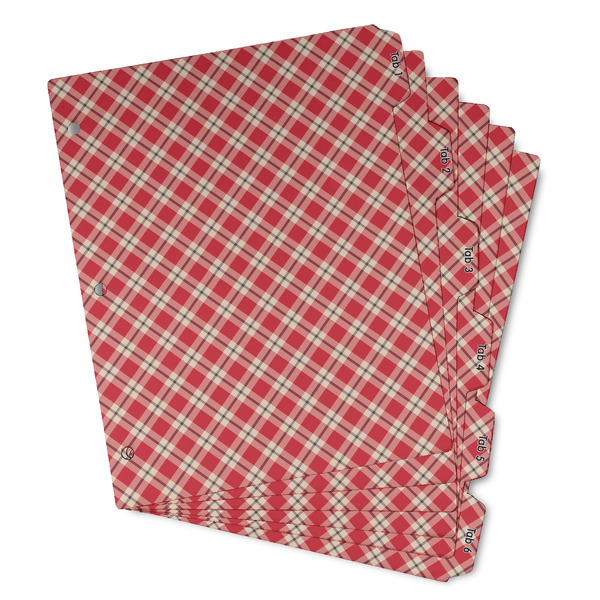 Custom Red & Tan Plaid Binder Tab Divider - Set of 6 (Personalized)