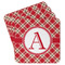 Red & Tan Plaid Paper Coasters - Front/Main