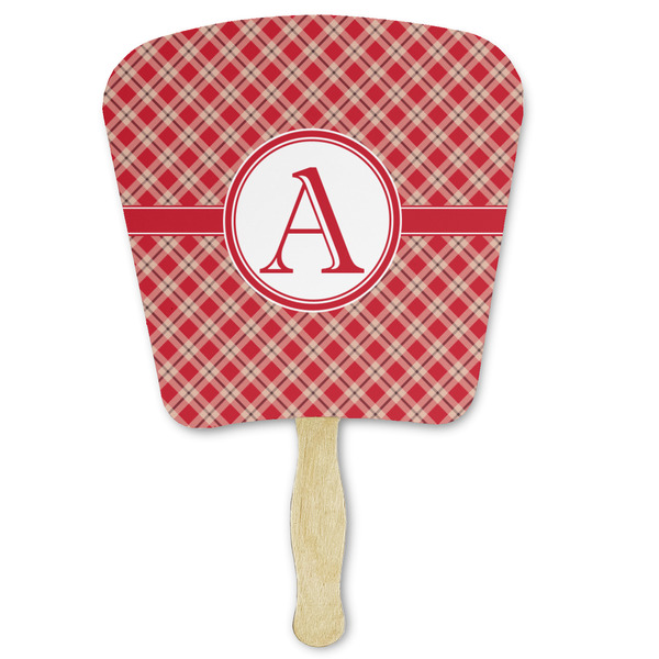 Custom Red & Tan Plaid Paper Fan (Personalized)