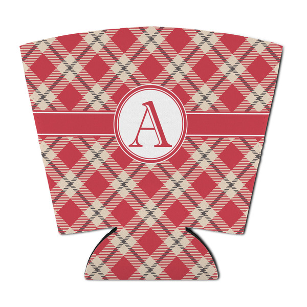 Custom Red & Tan Plaid Party Cup Sleeve - with Bottom (Personalized)