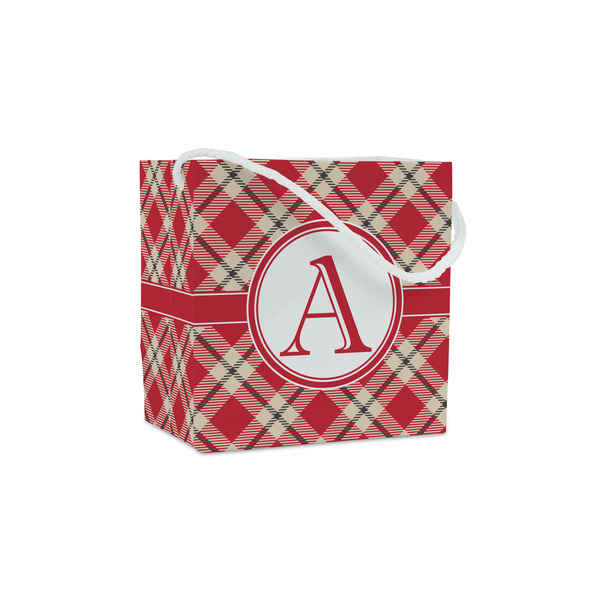 Custom Red & Tan Plaid Party Favor Gift Bags (Personalized)