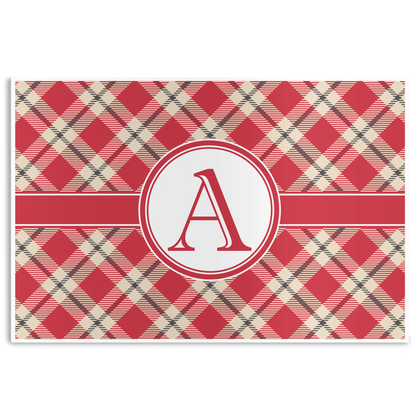 Custom Red & Tan Plaid Disposable Paper Placemats (Personalized)