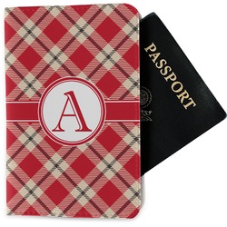 Red & Tan Plaid Passport Holder - Fabric (Personalized)