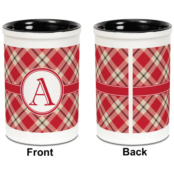 Red & Tan Plaid Pencil Holder - Black - approval