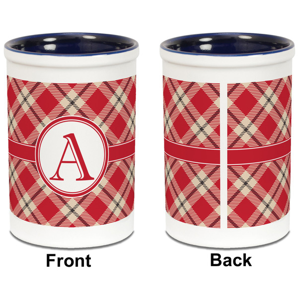 Red & Tan Plaid Pencil Holder - Blue - approval