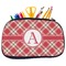 Red & Tan Plaid Neoprene Pencil Case - Medium w/ Initial