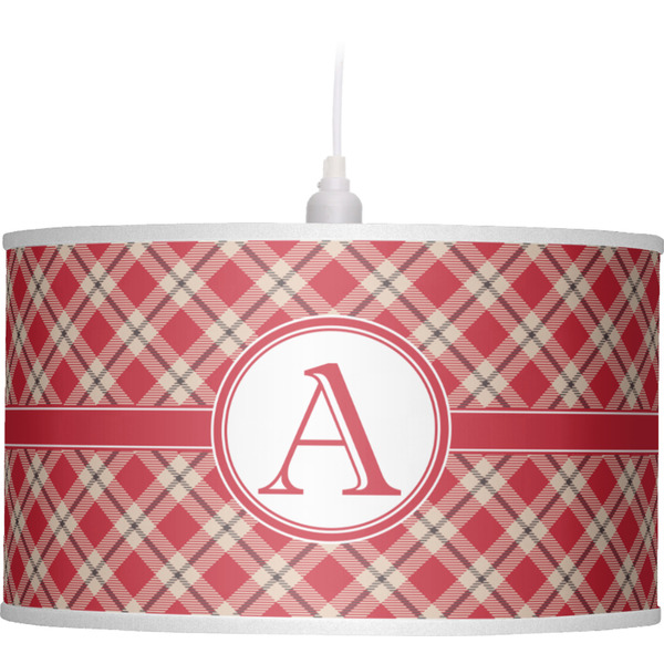 Red & Tan Plaid Pendant Lamp Shade