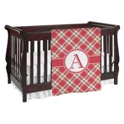 Red & Tan Plaid Baby Blanket (Personalized)