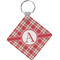 Red & Tan Plaid Diamond Plastic Keychain w/ Initial