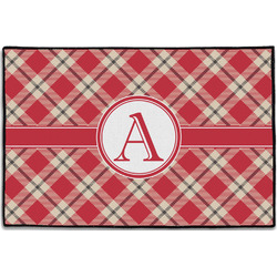 Red & Tan Plaid Door Mat - 36"x24" (Personalized)