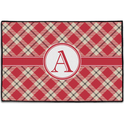 Red & Tan Plaid Door Mat - 36"x24" (Personalized)