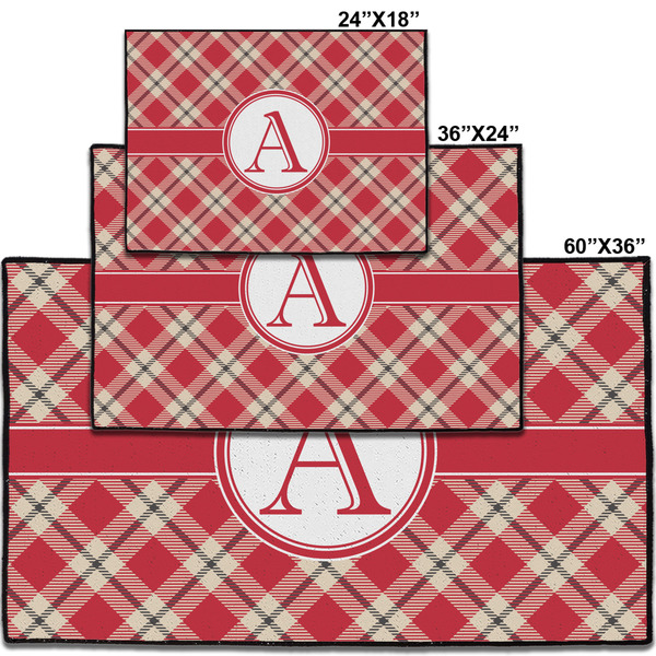 Red & Tan Plaid Personalized Door Mat - Group Parent IMF