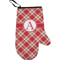 Red & Tan Plaid Right Oven Mitt (Personalized)
