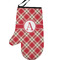 Red & Tan Plaid Personalized Oven Mitt - Left