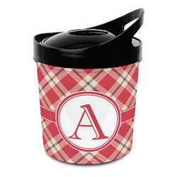 Red & Tan Plaid Plastic Ice Bucket (Personalized)