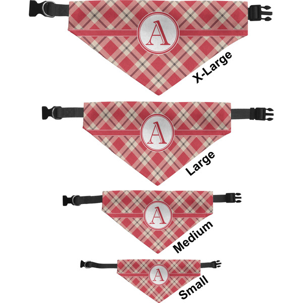 Red & Tan Plaid Pet Bandana Sizes