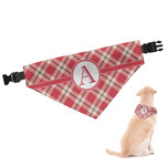 Red & Tan Plaid Dog Bandana - Large (Personalized)