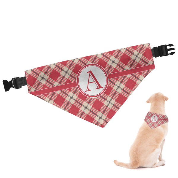 Custom Red & Tan Plaid Dog Bandana - XLarge (Personalized)