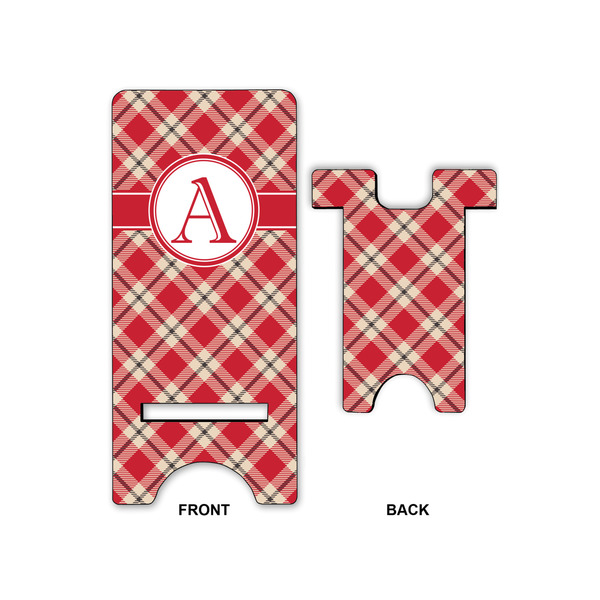Red & Tan Plaid Phone Stand - Front & Back