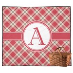 Red & Tan Plaid Outdoor Picnic Blanket (Personalized)
