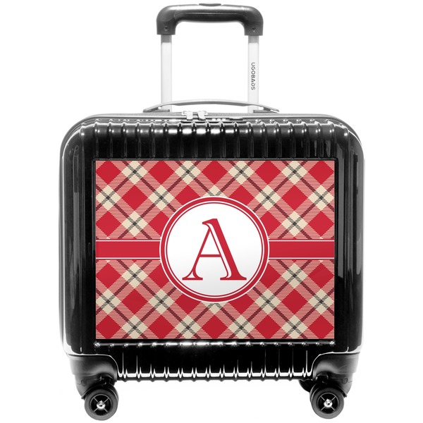 Custom Red & Tan Plaid Pilot / Flight Suitcase (Personalized)