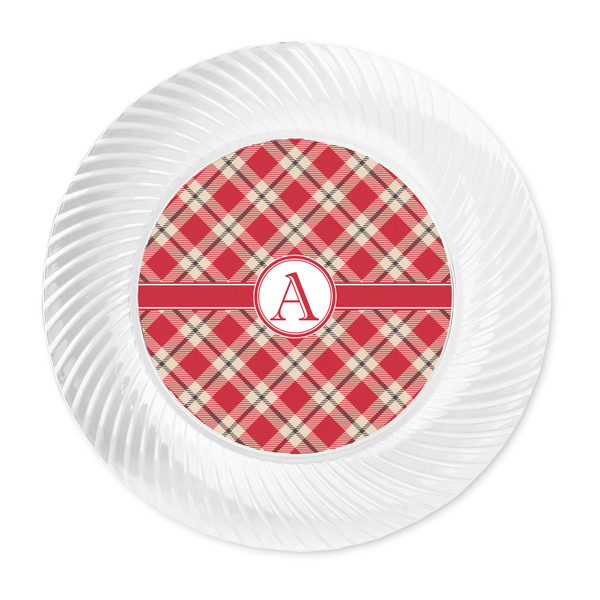 Red & Tan Plaid Plastic Party Dinner Plates - Approval
